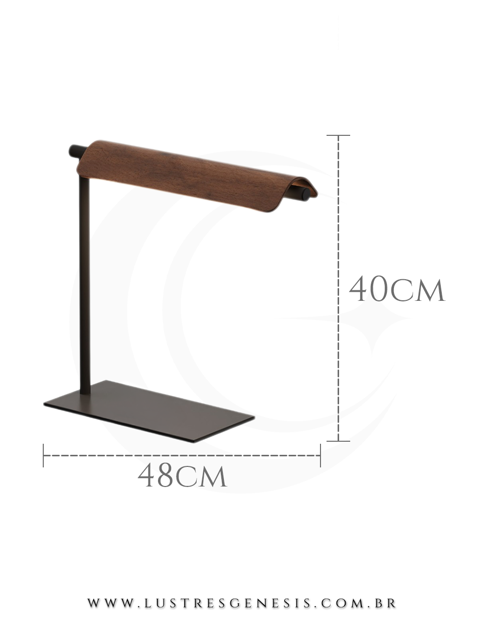 Abajur LED Contemporâneo Preto com Madeira 48x40cm Para Quarto Sala de Estar Cabeceira